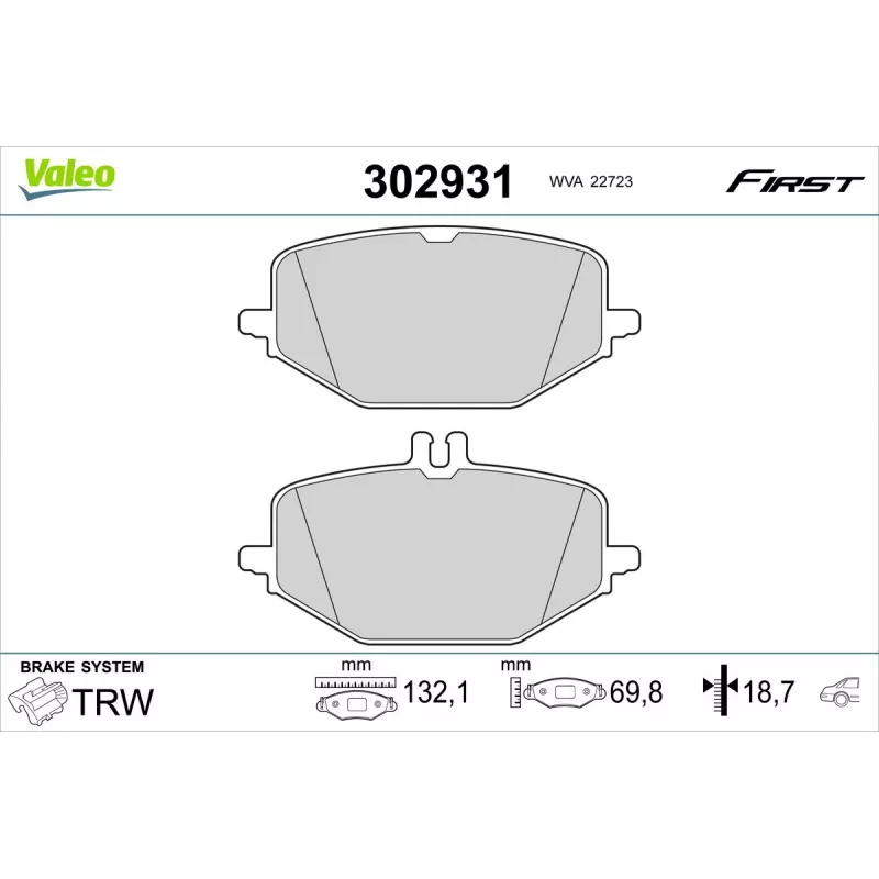 Jeu de 4 plaquettes de frein arrière VALEO 302931