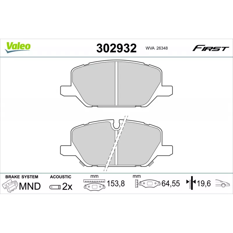 Jeu de 4 plaquettes de frein avant VALEO 302932