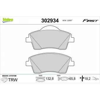 Jeu de 4 plaquettes de frein avant VALEO 302934