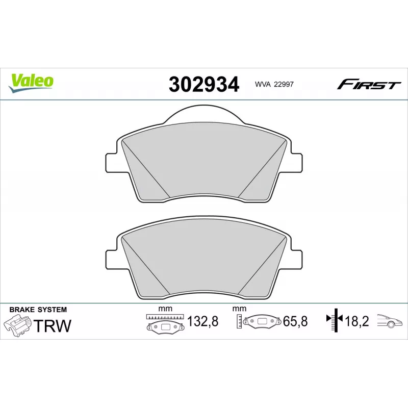 Jeu de 4 plaquettes de frein avant VALEO 302934