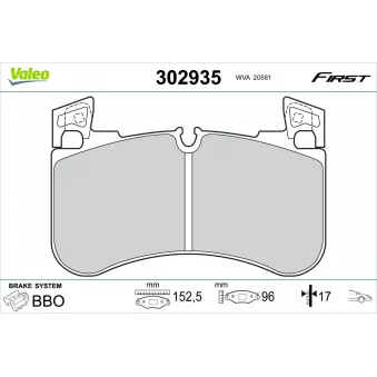Jeu de 4 plaquettes de frein avant VALEO 302935