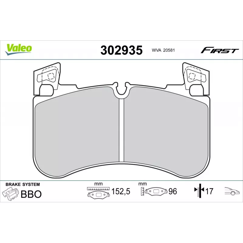 Jeu de 4 plaquettes de frein avant VALEO 302935