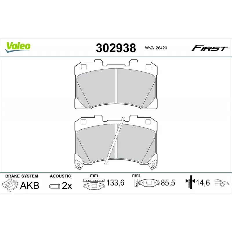 Jeu de 4 plaquettes de frein avant VALEO 302938