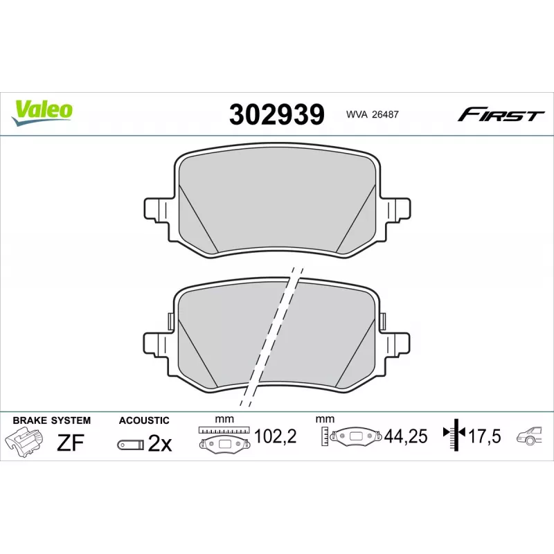 Jeu de 4 plaquettes de frein arrière VALEO 302939