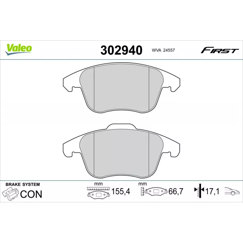 Jeu de 4 plaquettes de frein avant VALEO 302940