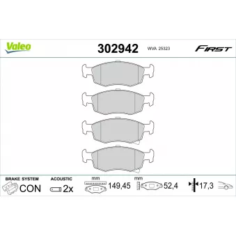 Jeu de 4 plaquettes de frein avant VALEO
