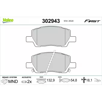 Jeu de 4 plaquettes de frein avant VALEO
