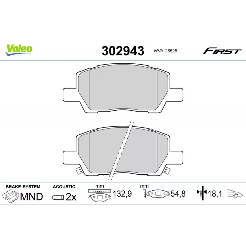 Jeu de 4 plaquettes de frein avant VALEO 302943