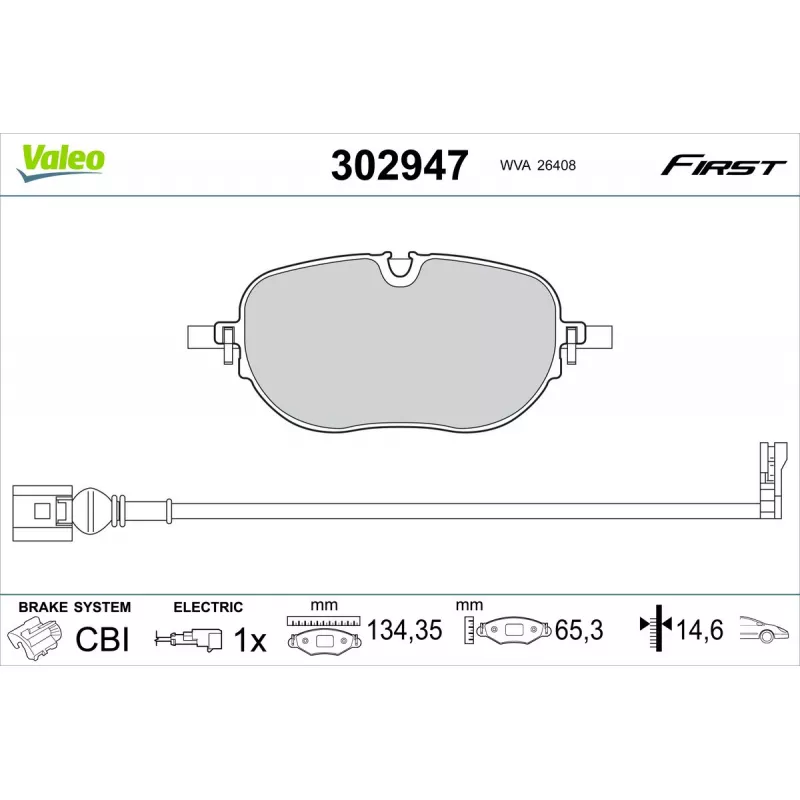 Jeu de 4 plaquettes de frein avant VALEO 302947