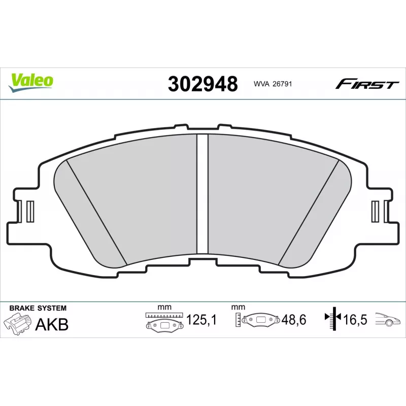 Jeu de 4 plaquettes de frein avant VALEO 302948