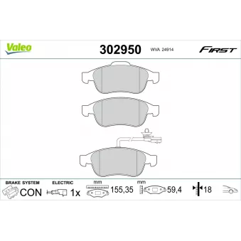 Jeu de 4 plaquettes de frein avant VALEO