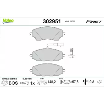 Jeu de 4 plaquettes de frein arrière VALEO 302951