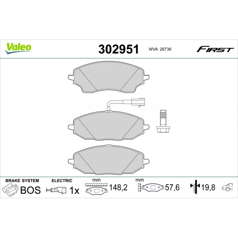 Jeu de 4 plaquettes de frein arrière VALEO 302951