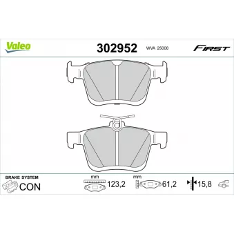 Jeu de 4 plaquettes de frein arrière VALEO 302952