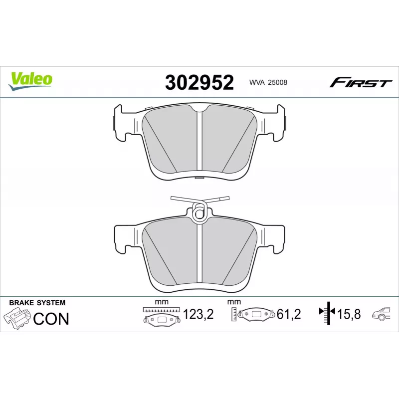 Jeu de 4 plaquettes de frein arrière VALEO 302952