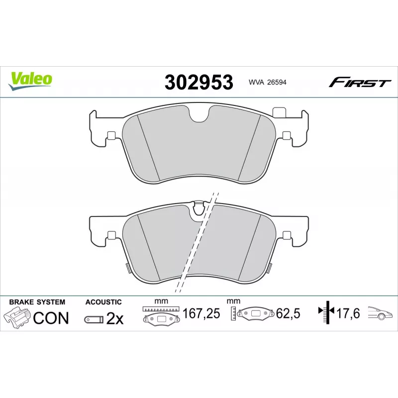 Jeu de 4 plaquettes de frein avant VALEO 302953