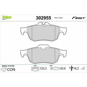 Jeu de 4 plaquettes de frein arrière VALEO 302955