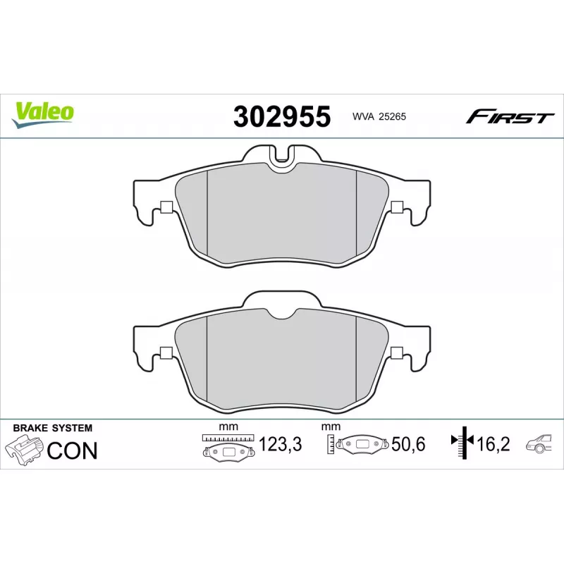 Jeu de 4 plaquettes de frein arrière VALEO 302955