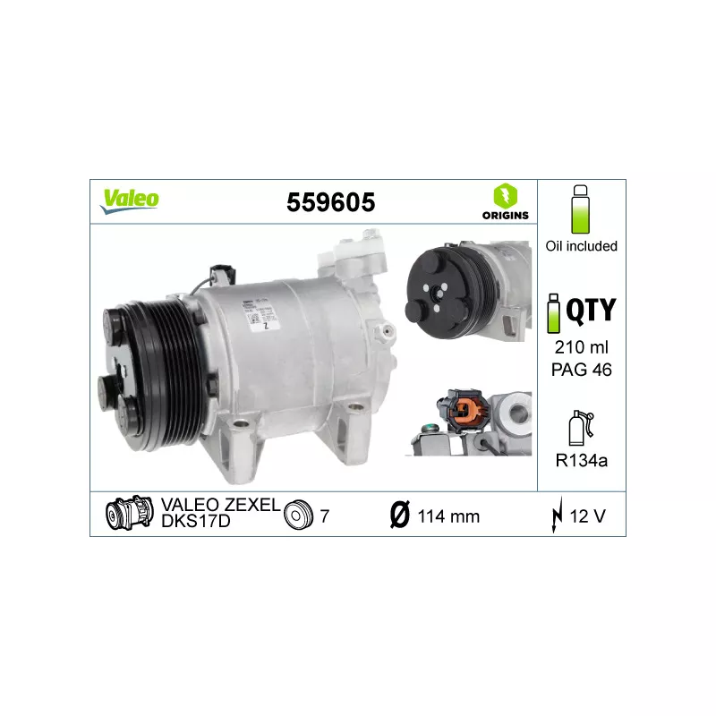 Compresseur, climatisation VALEO 559605