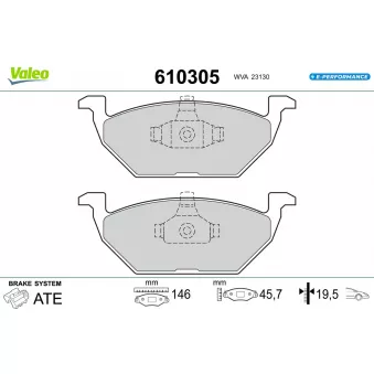 Jeu de 4 plaquettes de frein avant VALEO 610305