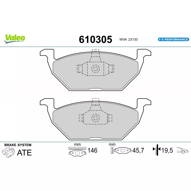 Jeu de 4 plaquettes de frein avant VALEO 610305