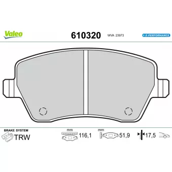 Jeu de 4 plaquettes de frein avant VALEO 610320