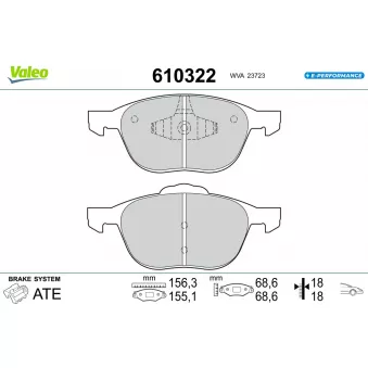 Jeu de 4 plaquettes de frein avant VALEO 610322