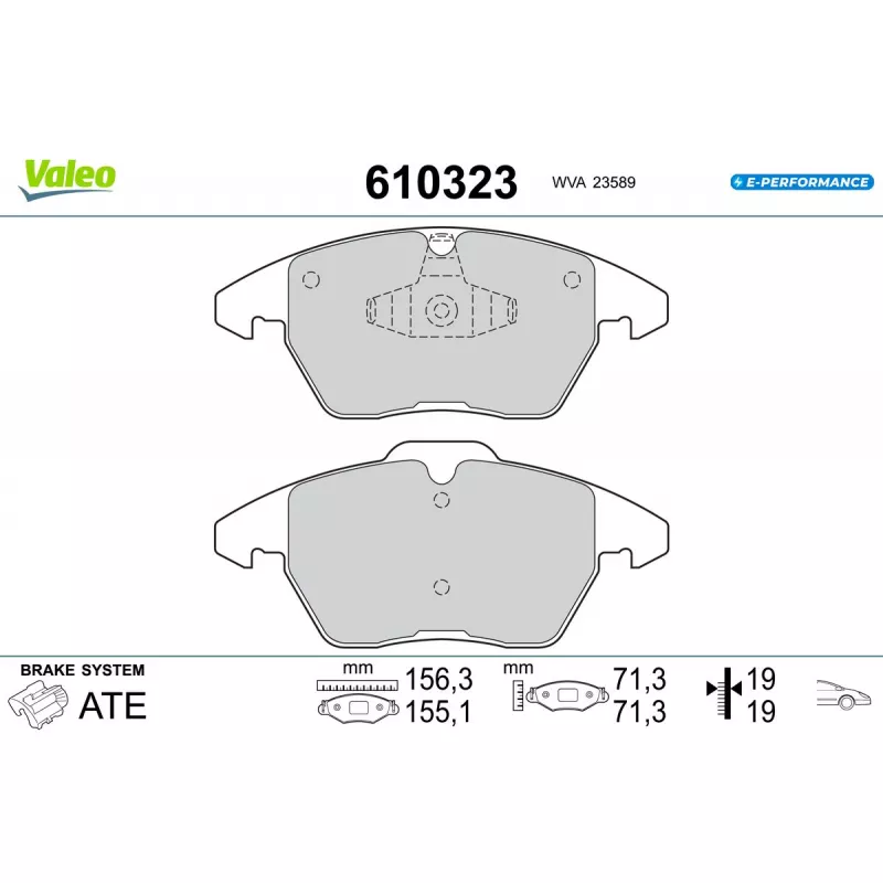 Jeu de 4 plaquettes de frein avant VALEO 610323