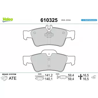 Jeu de 4 plaquettes de frein arrière VALEO 610325