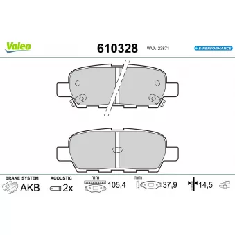 Jeu de 4 plaquettes de frein arrière VALEO 610328