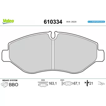 Jeu de 4 plaquettes de frein avant VALEO 610334