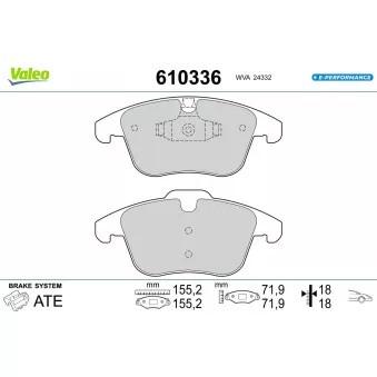 Jeu de 4 plaquettes de frein avant VALEO 610336