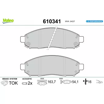Jeu de 4 plaquettes de frein avant VALEO 610341