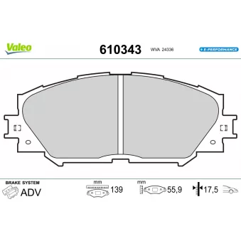 Jeu de 4 plaquettes de frein avant VALEO 610343
