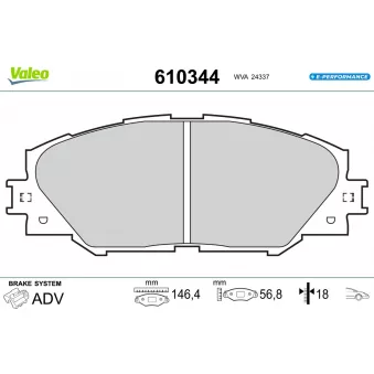Jeu de 4 plaquettes de frein avant VALEO 610344
