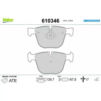 Jeu de 4 plaquettes de frein arrière VALEO 610346