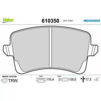 Jeu de 4 plaquettes de frein arrière VALEO 610350