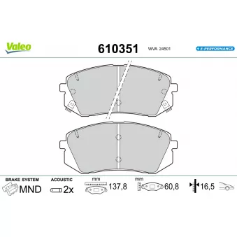 Jeu de 4 plaquettes de frein avant VALEO 610351