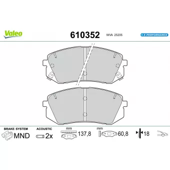 Jeu de 4 plaquettes de frein avant VALEO 610352