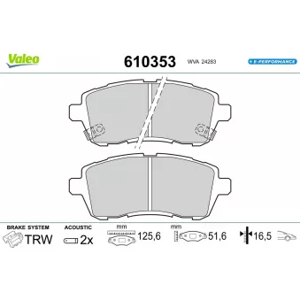 Jeu de 4 plaquettes de frein avant VALEO 610353
