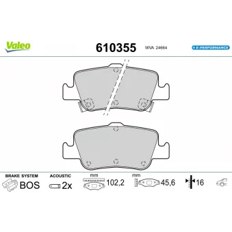 Jeu de 4 plaquettes de frein arrière VALEO 610355