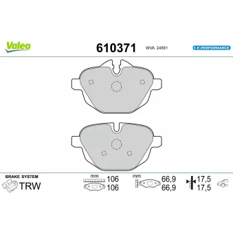 Jeu de 4 plaquettes de frein arrière VALEO 610371