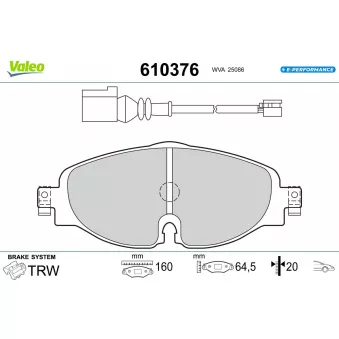 Jeu de 4 plaquettes de frein avant VALEO 610376
