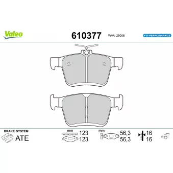Jeu de 4 plaquettes de frein arrière VALEO 610377