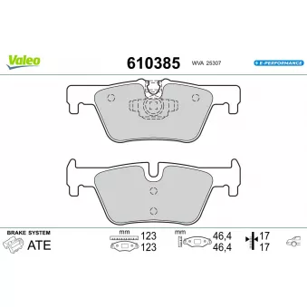 Jeu de 4 plaquettes de frein arrière VALEO 610385
