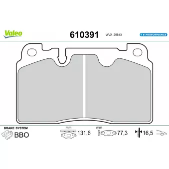 Jeu de 4 plaquettes de frein avant VALEO 610391