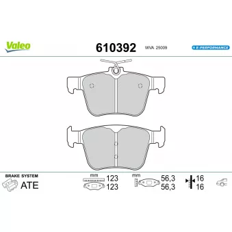 Jeu de 4 plaquettes de frein arrière VALEO 610392