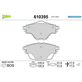 Jeu de 4 plaquettes de frein arrière VALEO 610395