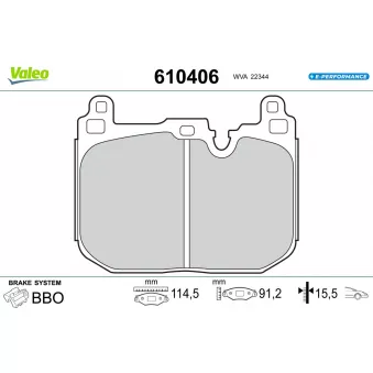 Jeu de 4 plaquettes de frein avant VALEO 610406