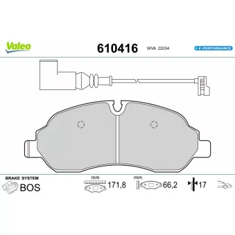 Jeu de 4 plaquettes de frein avant VALEO 610416